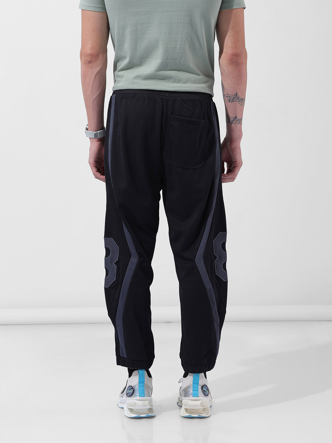 Men's Black Baggy Fit Printed Street Joggers