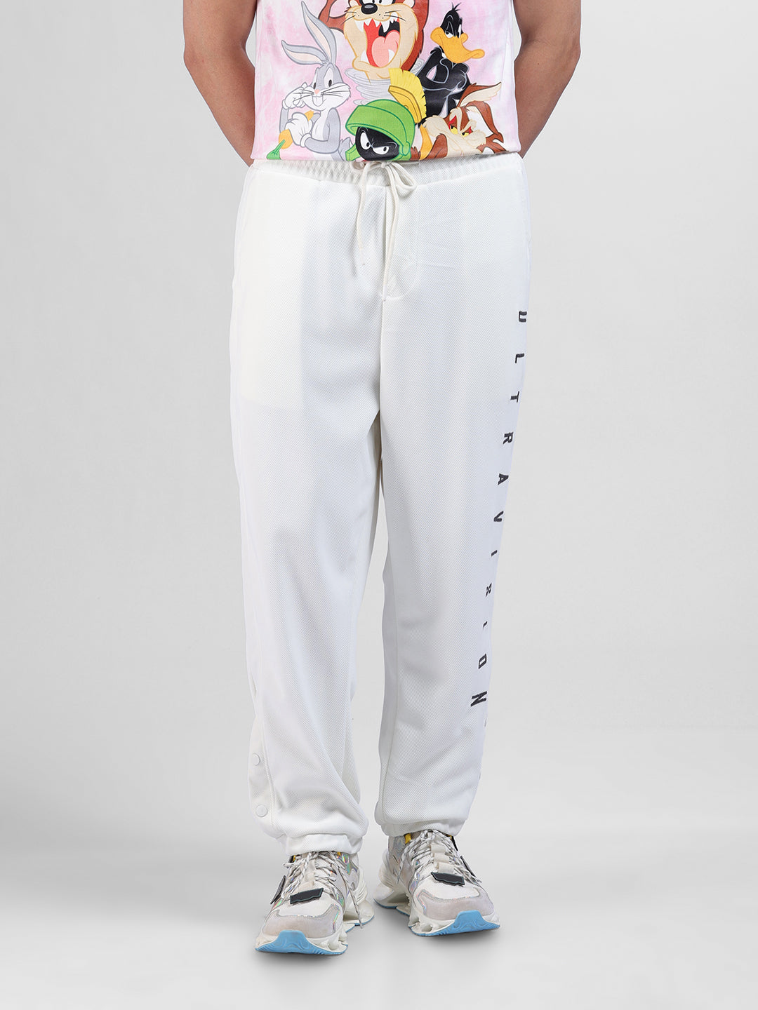 Men's White Relaxed Fit Street Joggers