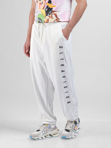Men's White Relaxed Fit Street Joggers