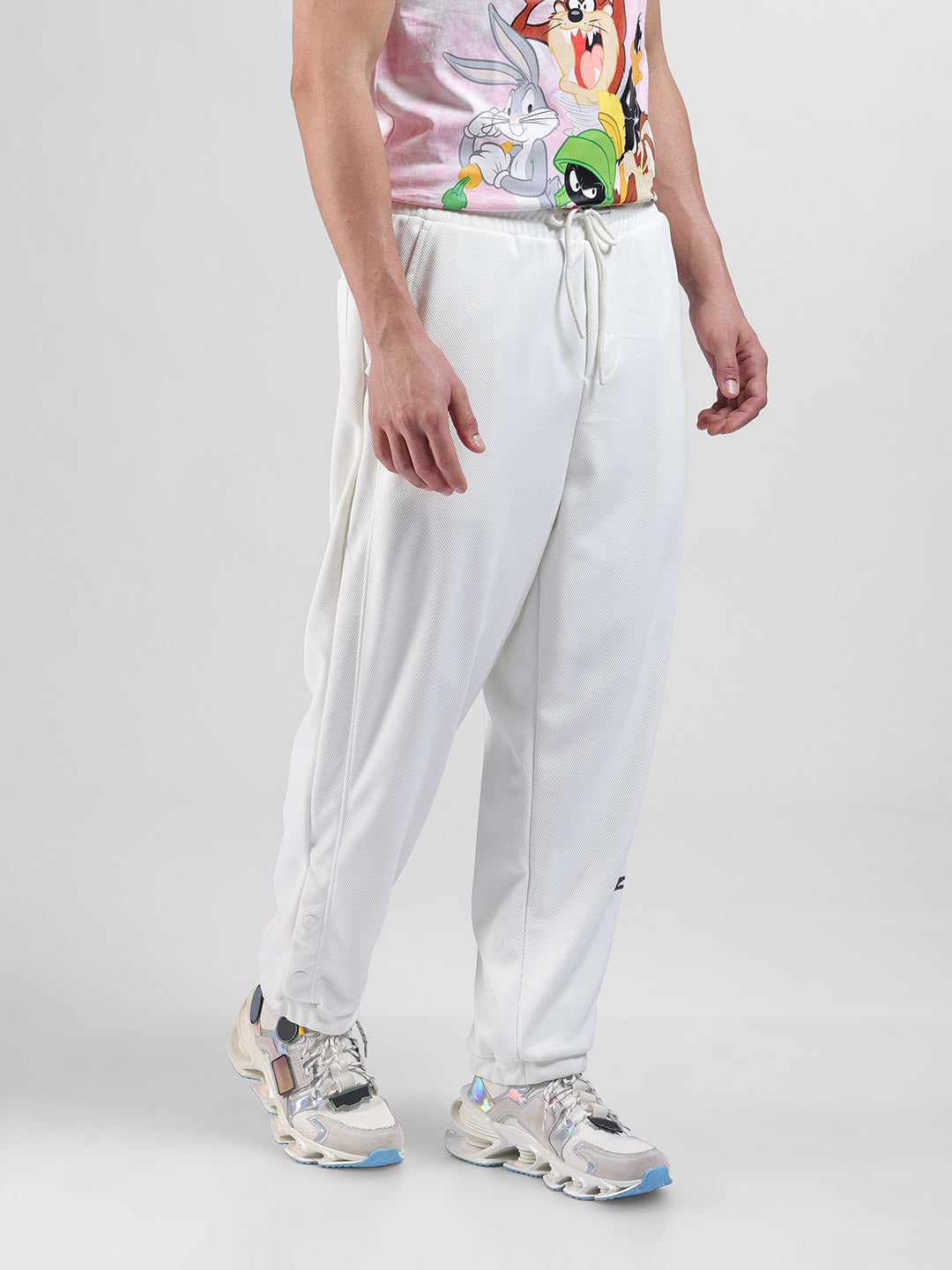 Men's White Relaxed Fit Street Joggers