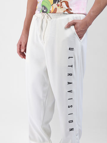 Men's White Relaxed Fit Street Joggers
