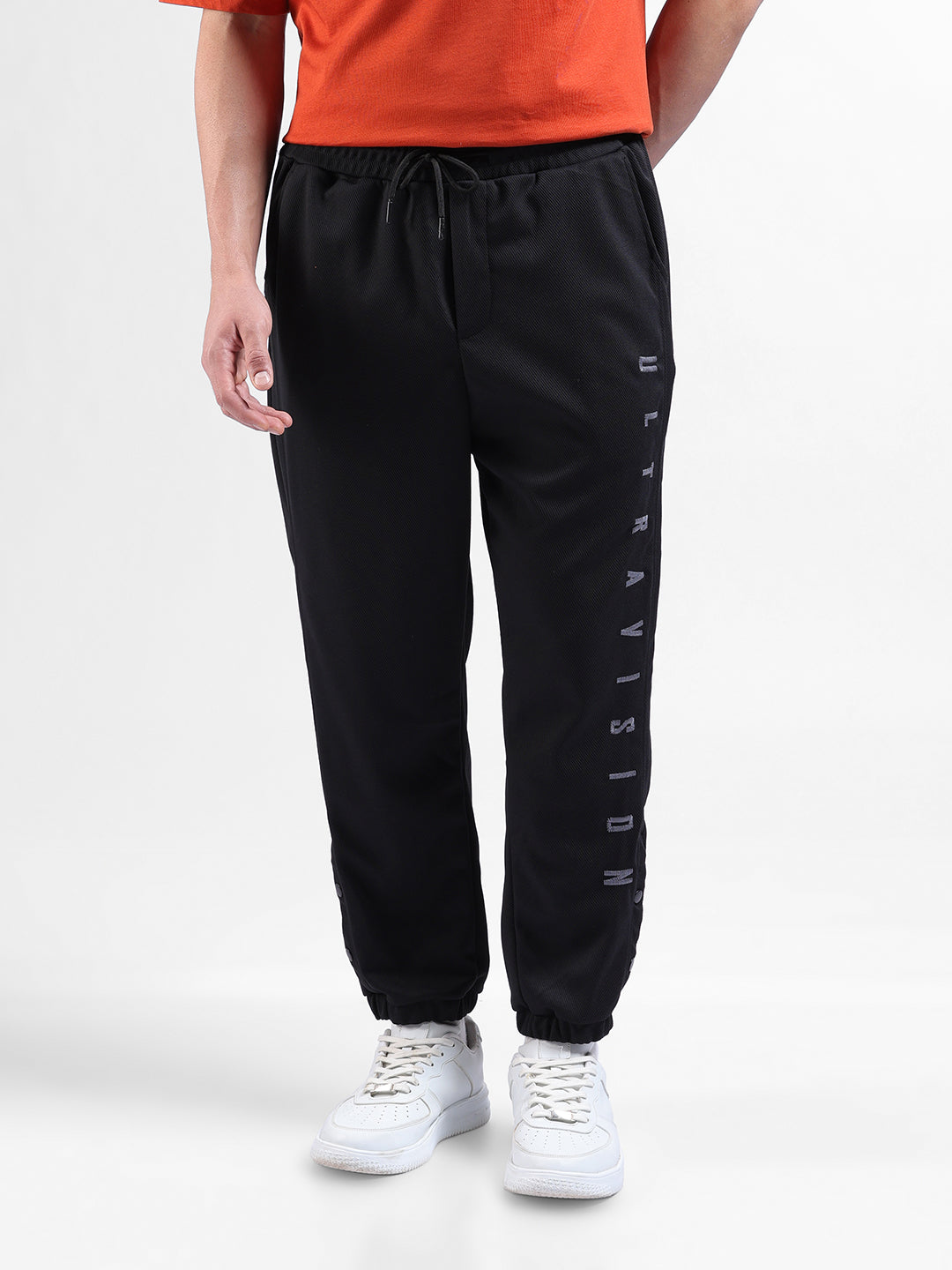 Men's Black Relaxed Fit Street Joggers