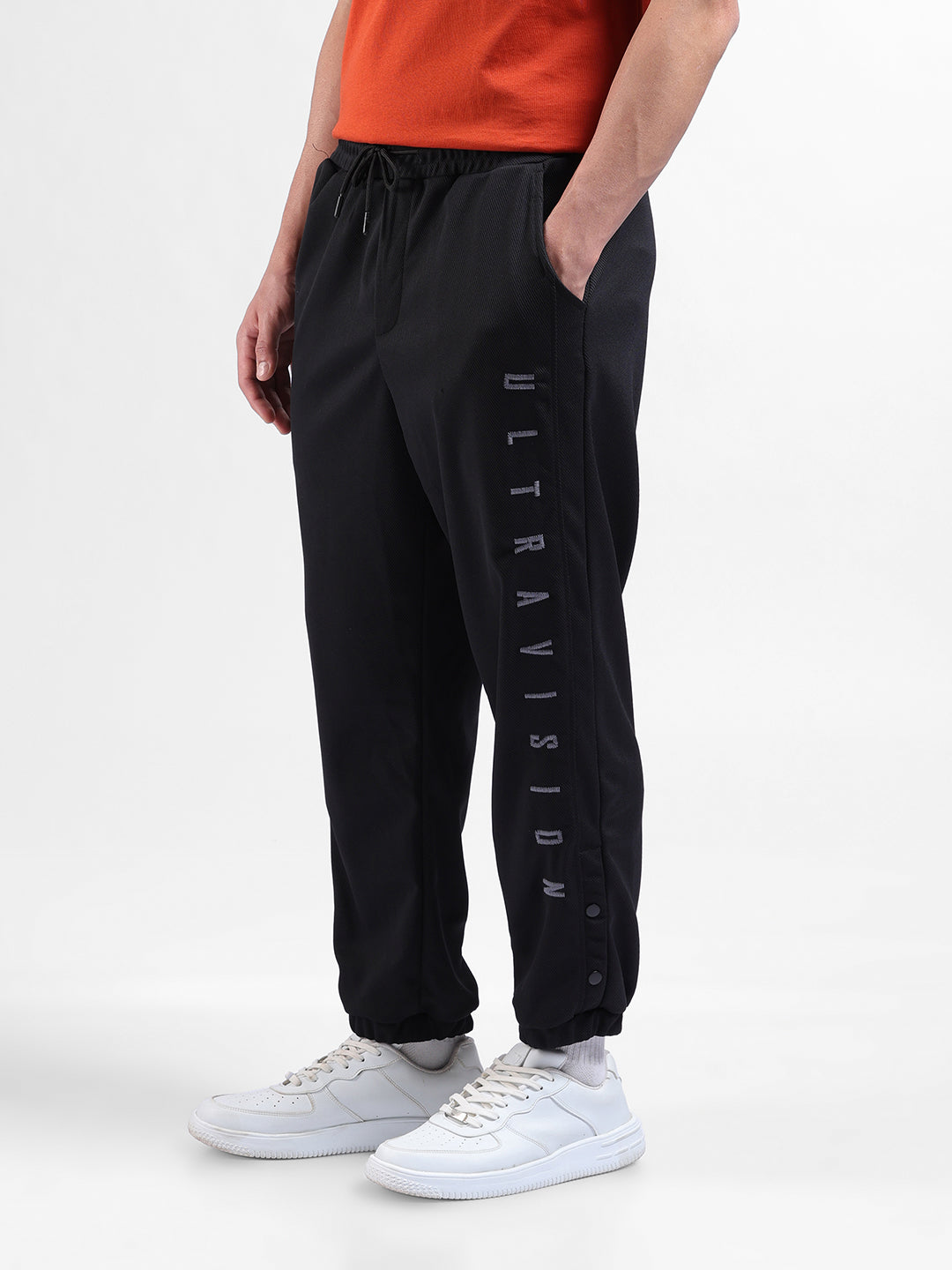Men's Black Relaxed Fit Street Joggers