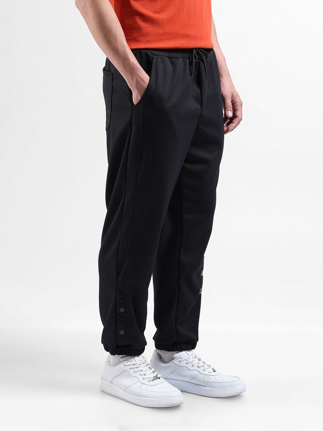 Men's Black Relaxed Fit Street Joggers