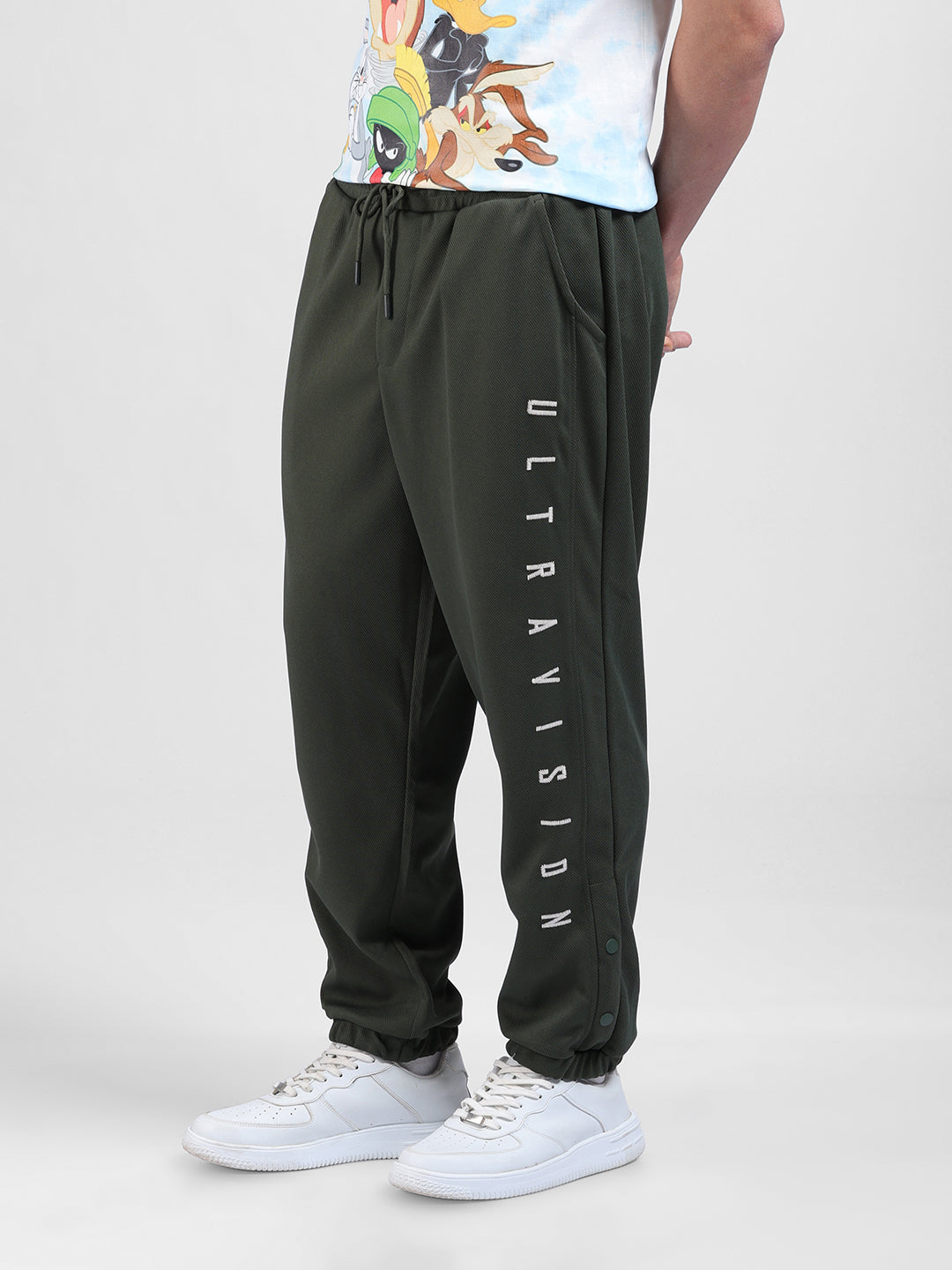 Men's Olive Relaxed Fit Street Joggers