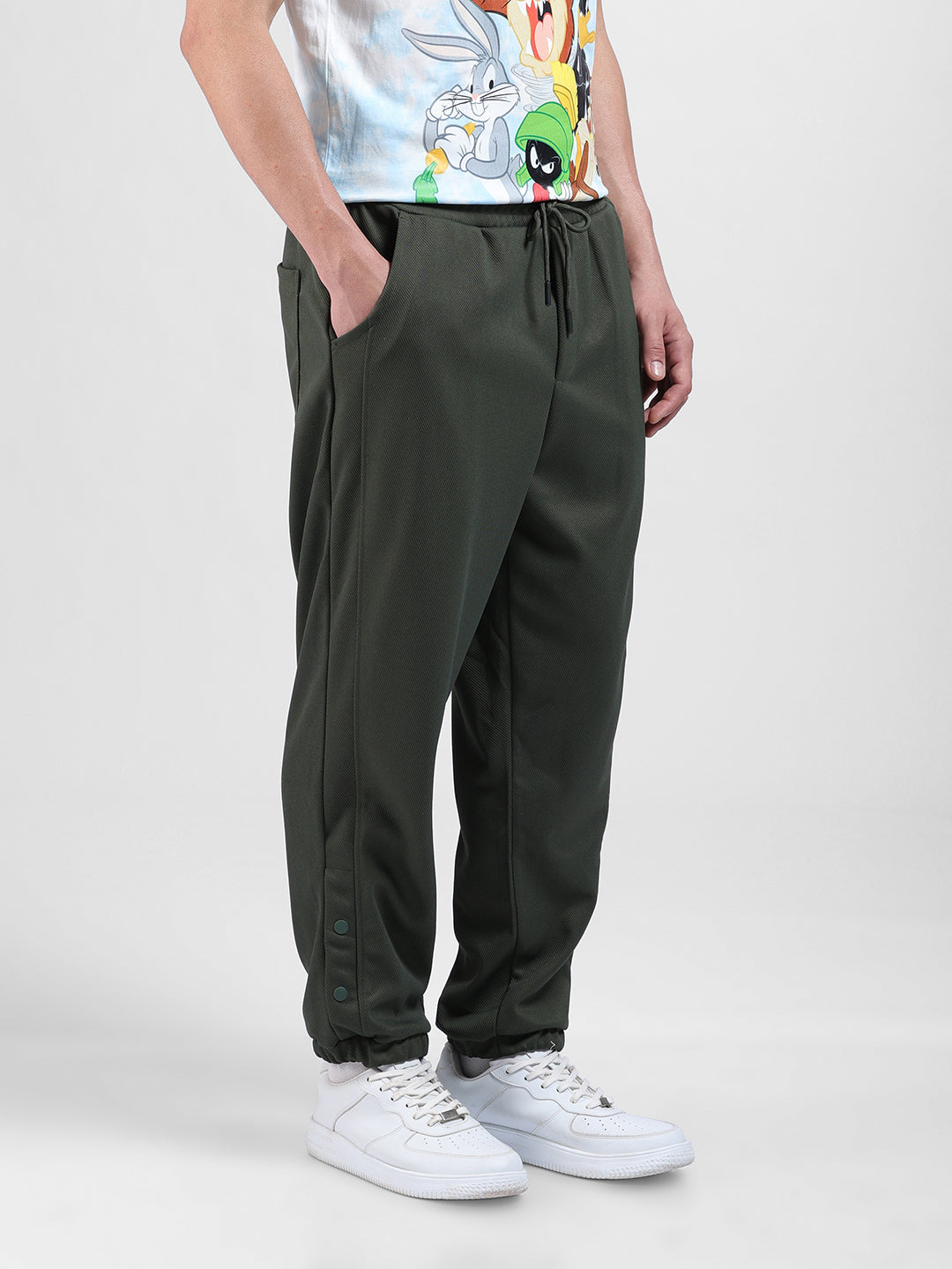 Men's Olive Relaxed Fit Street Joggers