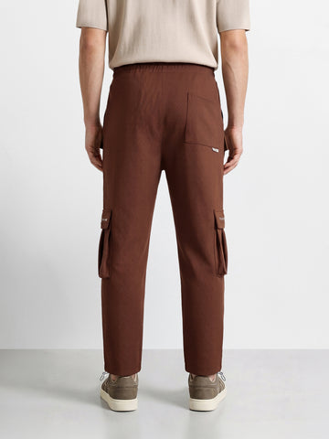 Men's Brown Relaxed Fit Solid Street Wear Joggers