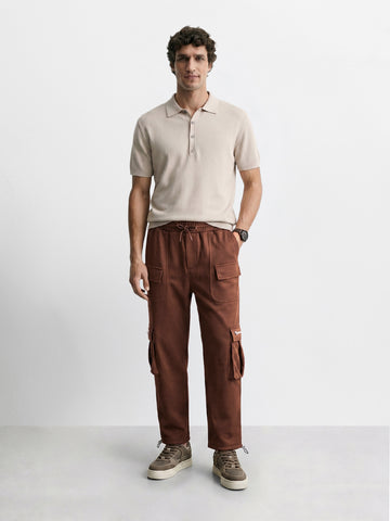 Men's Brown Relaxed Fit Solid Street Wear Joggers