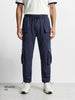 Men's Navy Blue Relaxed Fit Solid Street Wear Joggers