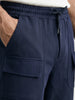 Men's Navy Blue Relaxed Fit Solid Street Wear Joggers