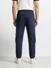 Men's Navy Blue Relaxed Fit Solid Street Wear Joggers
