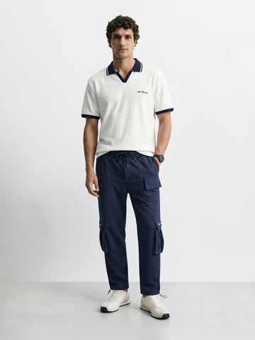 Men's Navy Blue Relaxed Fit Solid Street Wear Joggers