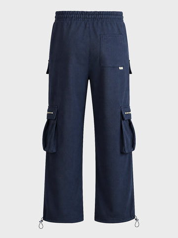Men's Navy Blue Relaxed Fit Solid Street Wear Joggers