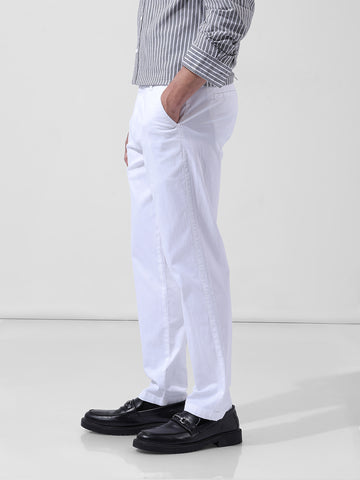 Men's White Regular Fit Casual Chinos