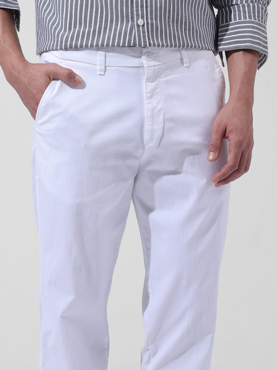 Men's White Regular Fit Casual Chinos