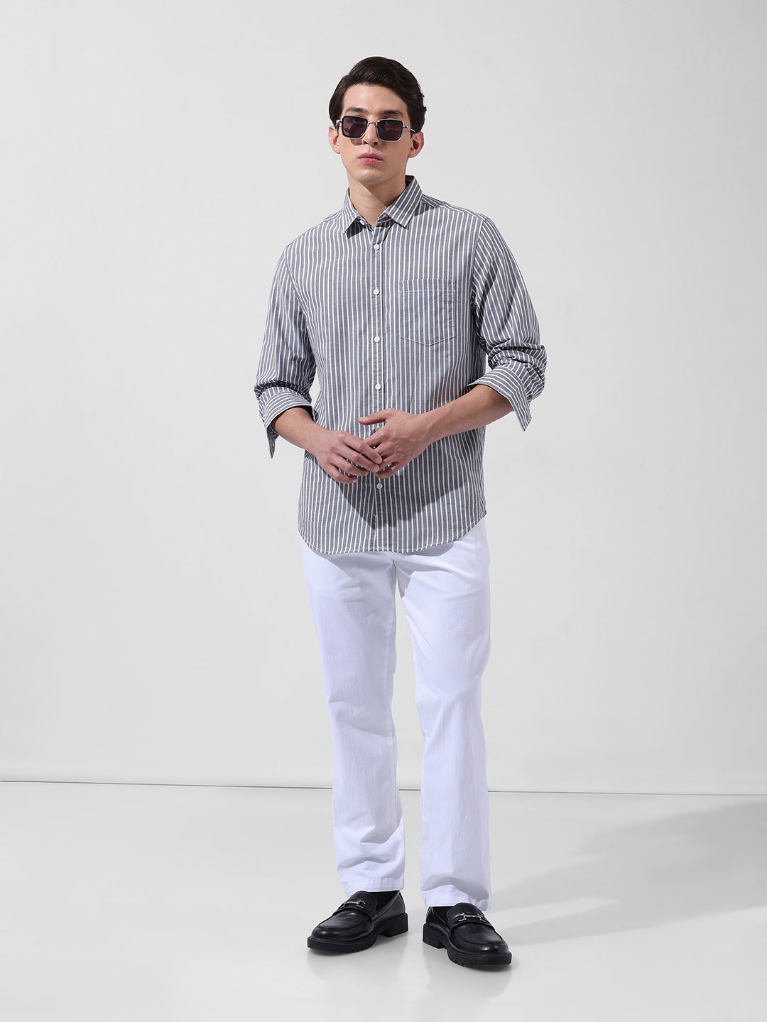 Men's White Regular Fit Casual Chinos
