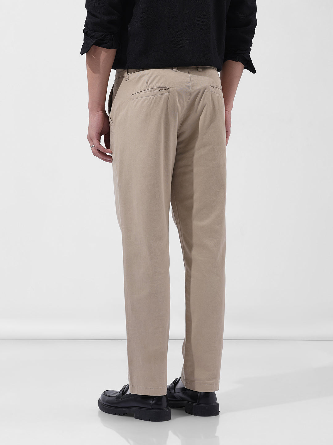 Men's Beige Regular Fit Casual Chinos