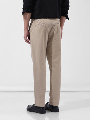 Men's Beige Regular Fit Casual Chinos