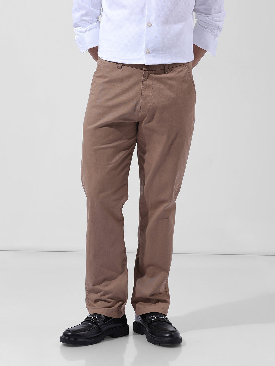 Men's Khaki Regular Fit Casual Chinos