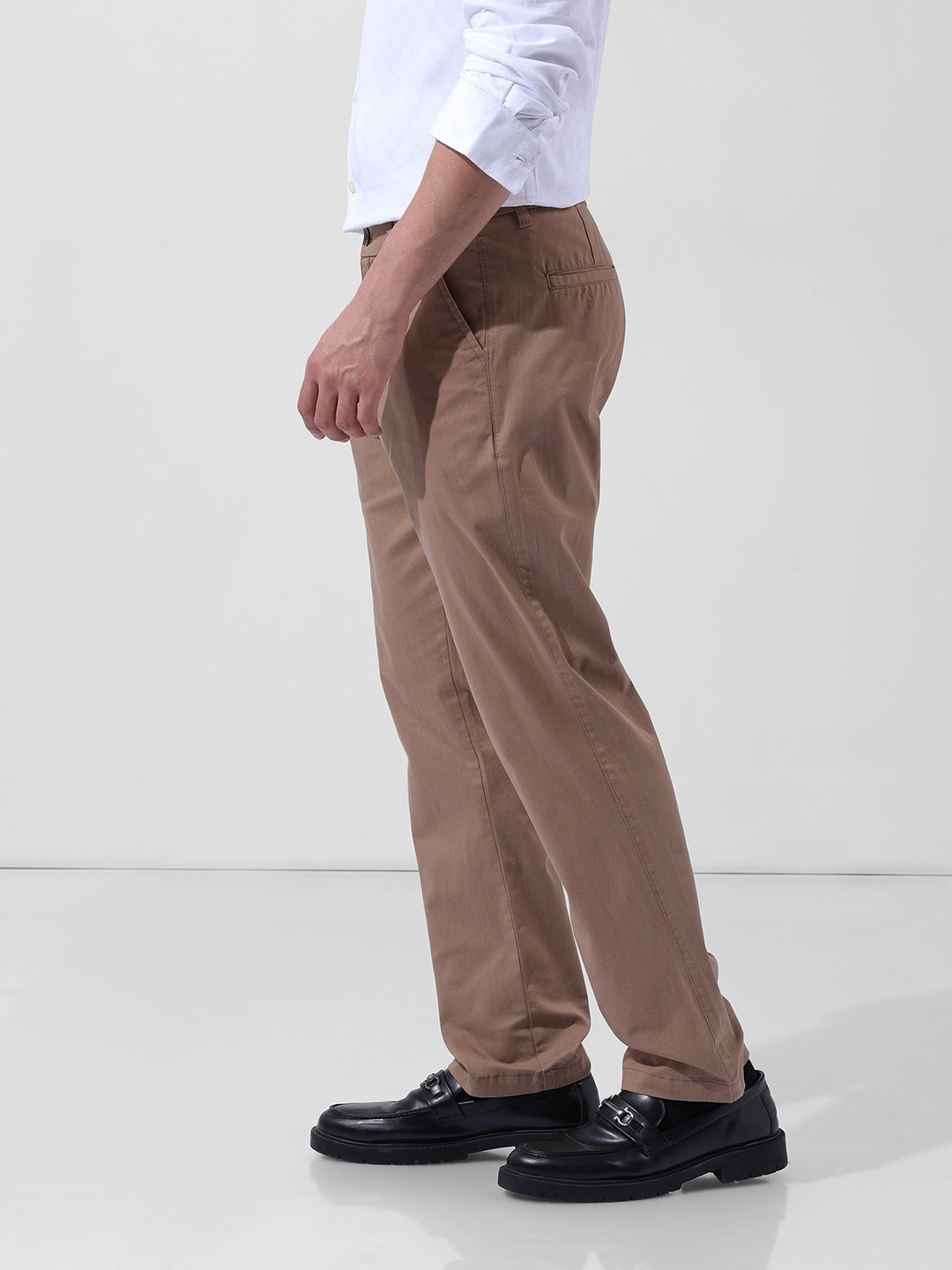 Men's Khaki Regular Fit Casual Chinos