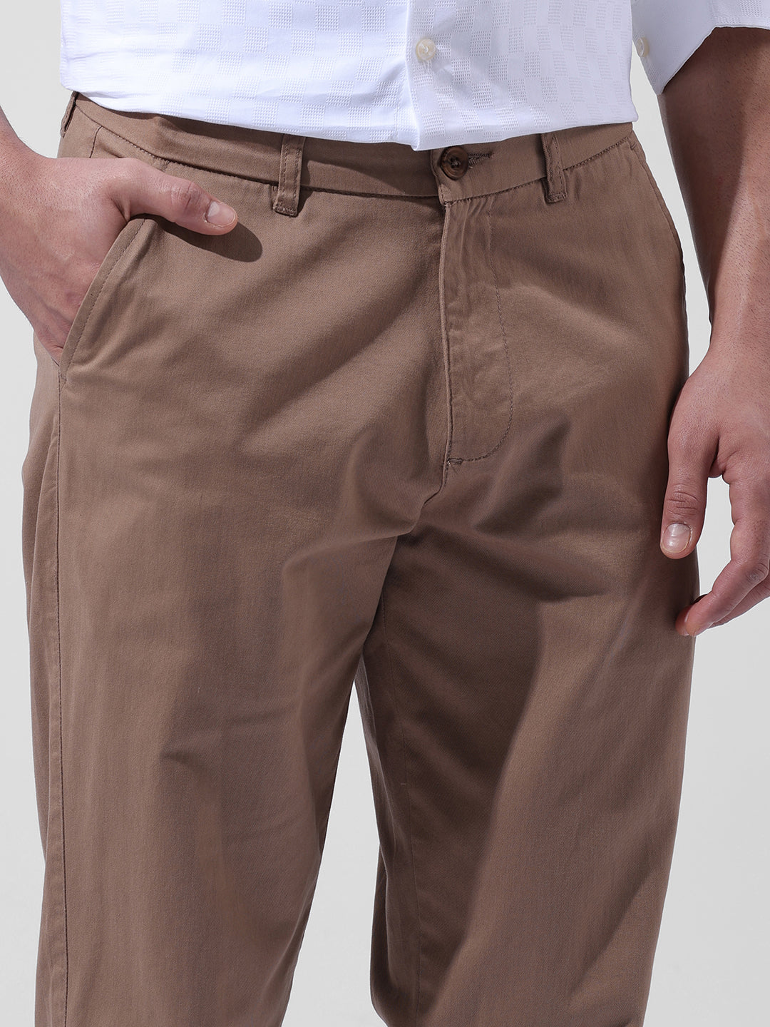 Men's Khaki Regular Fit Casual Chinos