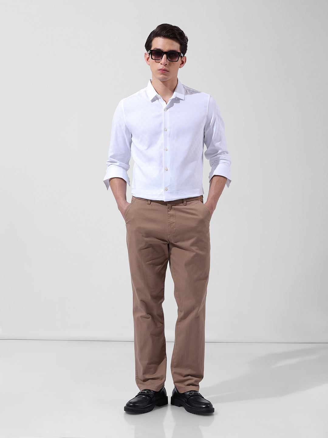 Men's Khaki Regular Fit Casual Chinos