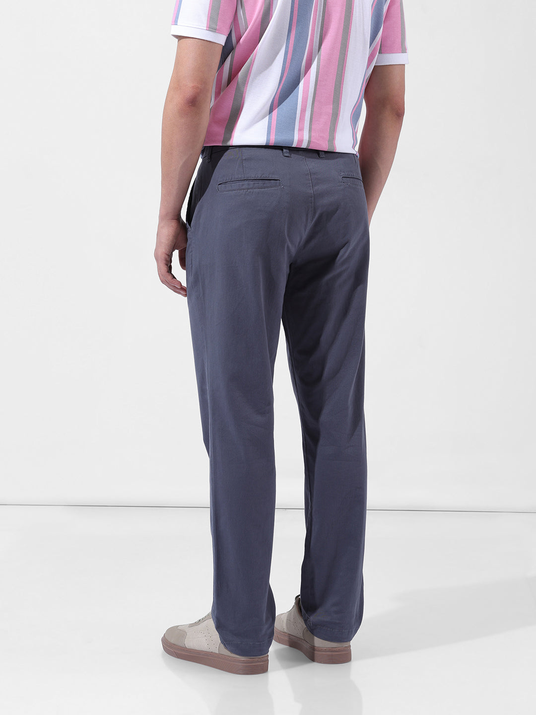 Men's Blue Regular Fit Casual Chinos