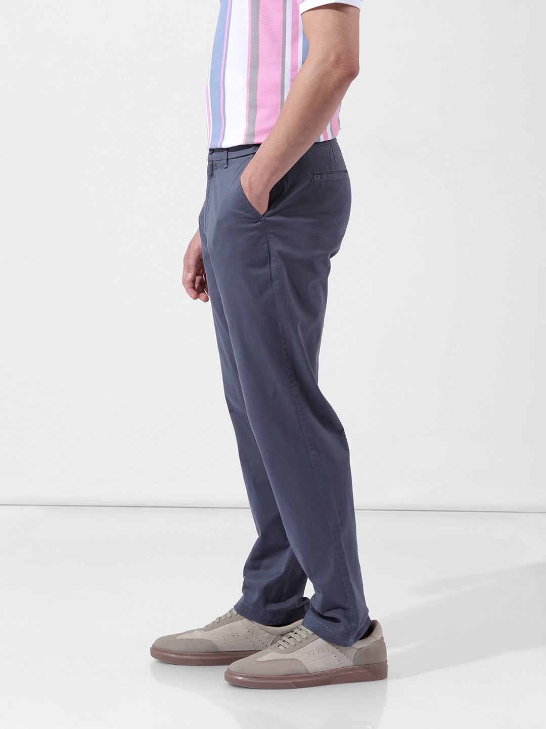 Men's Blue Regular Fit Casual Chinos