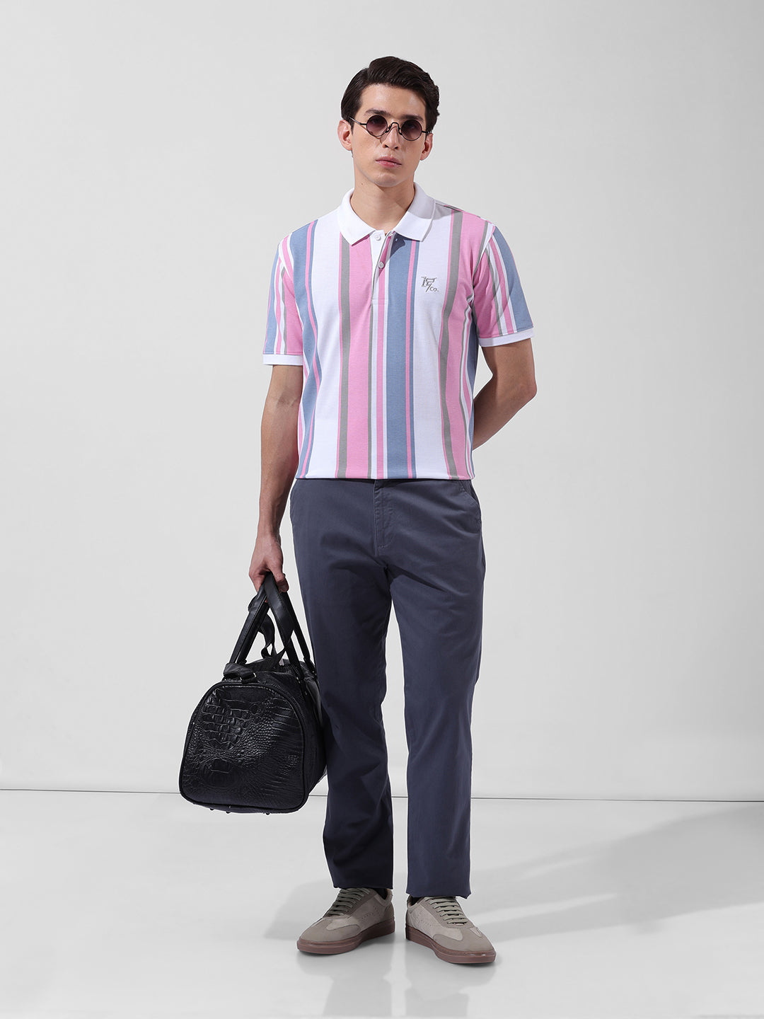 Men's Blue Regular Fit Casual Chinos