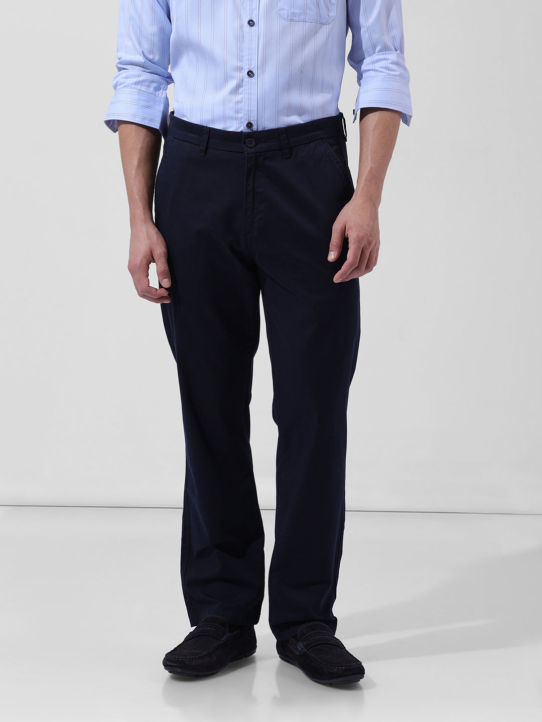 Men's Navy Blue Regular Fit Casual Chinos