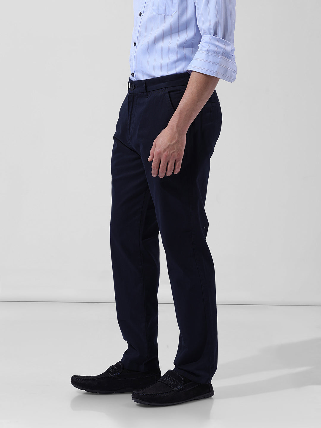Men's Navy Blue Regular Fit Casual Chinos