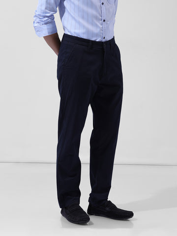 Men's Navy Blue Regular Fit Casual Chinos