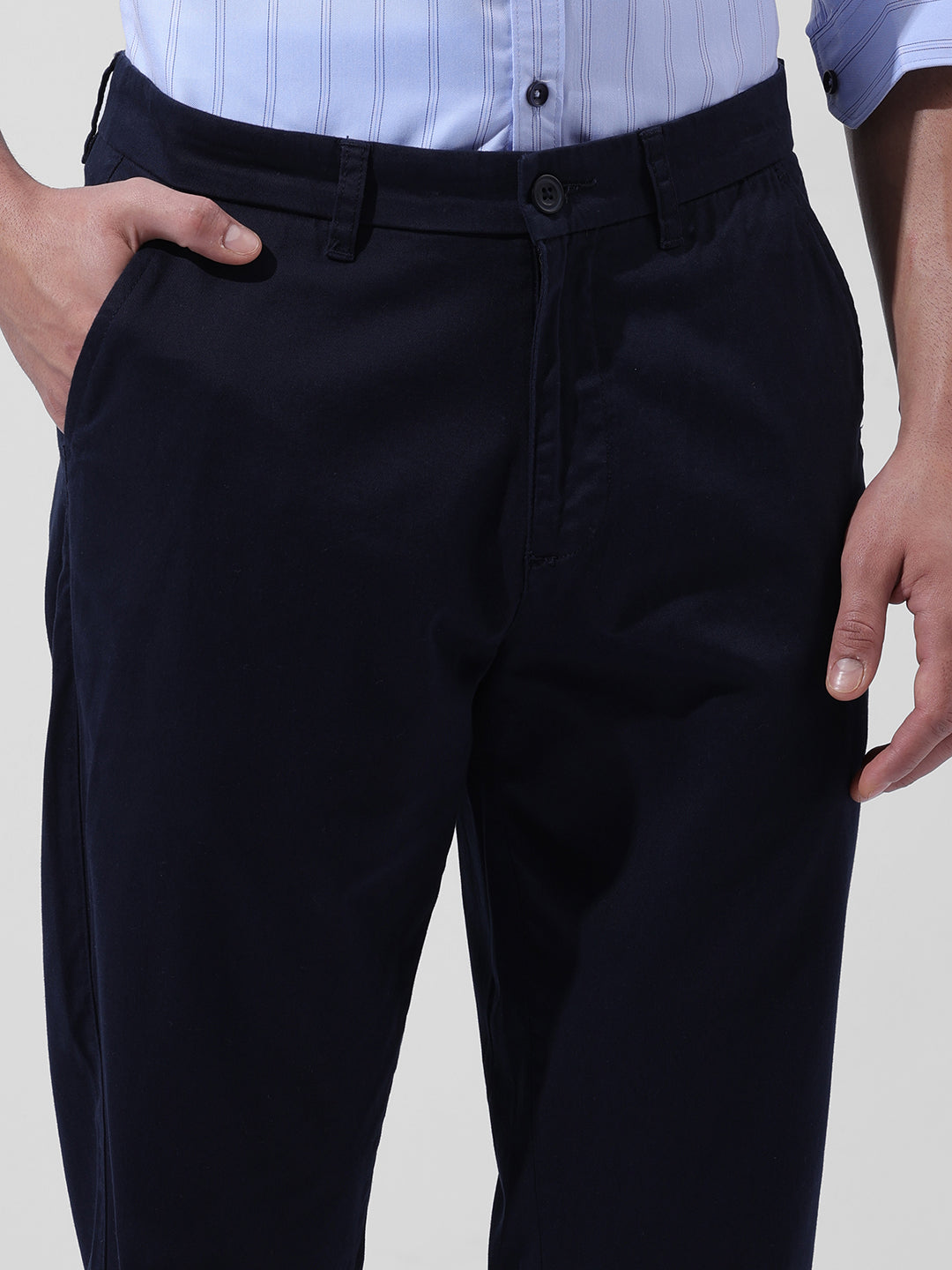 Men's Navy Blue Regular Fit Casual Chinos