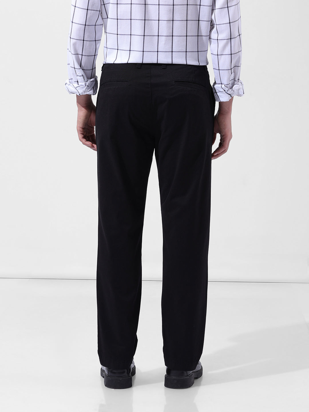 Men's Black Regular Fit Casual Chinos