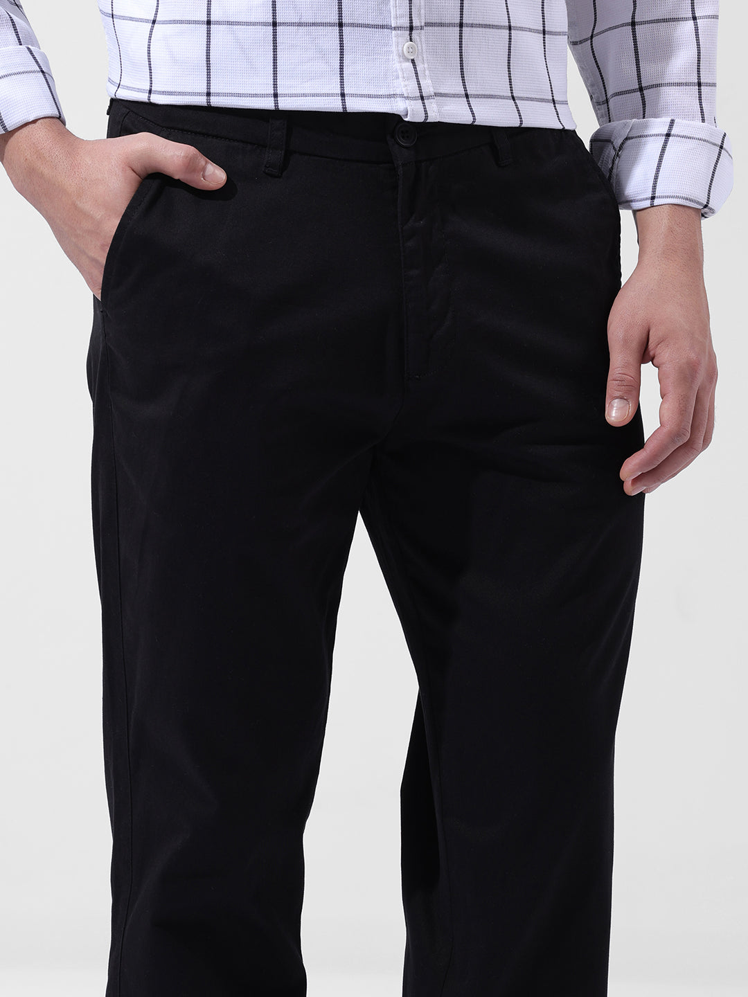 Men's Black Regular Fit Casual Chinos