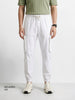 Men's White Relaxed Fit Solid Utility Cargo