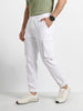 Men's White Relaxed Fit Solid Utility Cargo