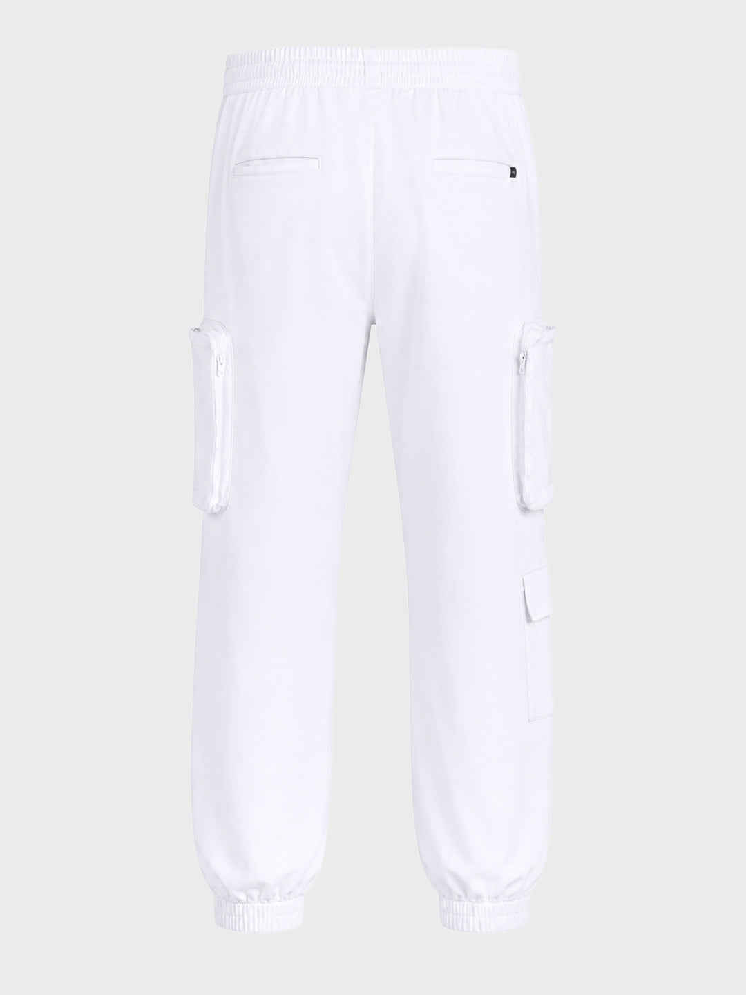 Men's White Relaxed Fit Solid Utility Cargo
