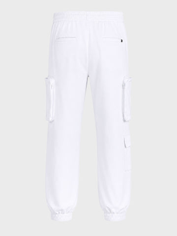 Men's White Relaxed Fit Solid Utility Cargo
