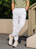 Men's White Relaxed Fit Solid Utility Cargo