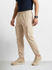 Men's Beige Relaxed Fit Solid Utility Cargo