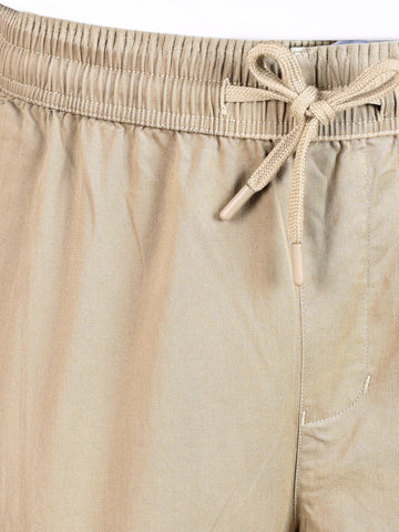 Men's Beige Relaxed Fit Solid Utility Cargo