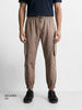 Men's Brown Relaxed Fit Solid Utility Cargo