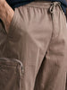 Men's Brown Relaxed Fit Solid Utility Cargo