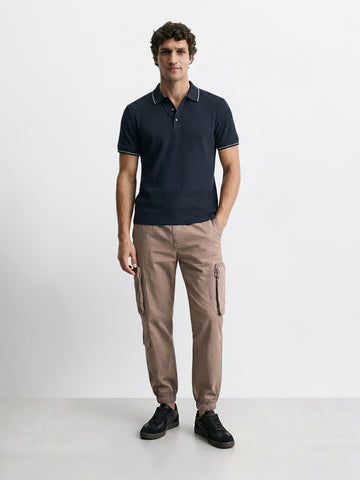Men's Brown Relaxed Fit Solid Utility Cargo