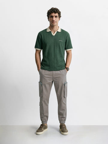 Men's Grey Relaxed Fit Solid Utility Cargo
