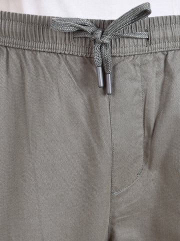 Men's Grey Relaxed Fit Solid Utility Cargo