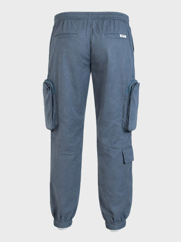 Men's Blue Relaxed Fit Solid Utility Cargo