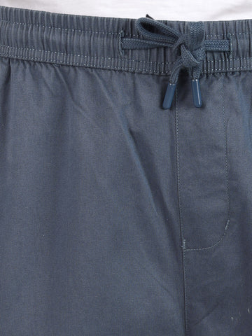 Men's Blue Relaxed Fit Solid Utility Cargo