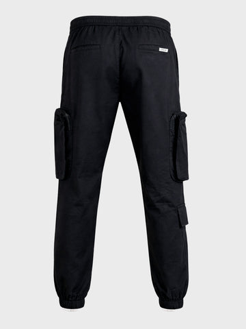 Men's Black Relaxed Fit Solid Utility Cargo